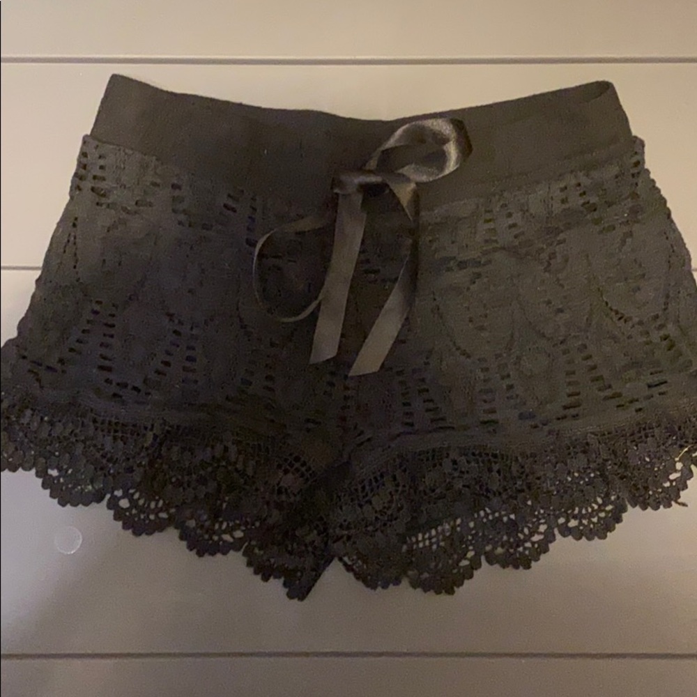 Black crochet shorts